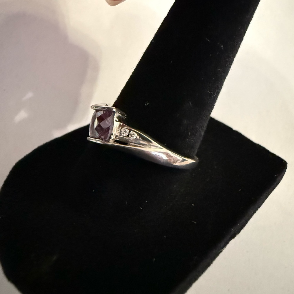 Silver Ring With Square Gemstone - image 3